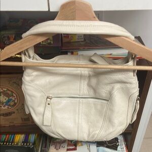 Elegant Cream Faux Leather Handbag